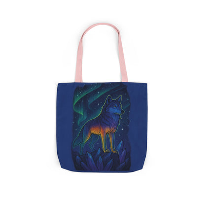 Wolf Art Canvas Tote Bag, Eco-Friendly Shopping Bag, Nature Lover's Gift, Reusable Tote, Wild Wolf Design, Colorful Straps