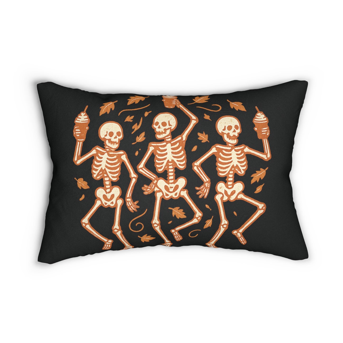 Halloween Themed Lumbar Pillow - Skeleton Dance, Spooky Home Decor, Fall Pillow, Trick or Treat Gift, Skeleton Decoration