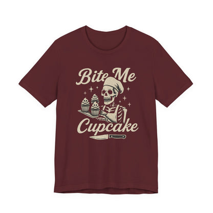 Skeletal Cupcake Tee, Funny Halloween Shirt, Unisex Graphic T-Shirt, Sweet Tooth Gift, Spooky Baking Apparel