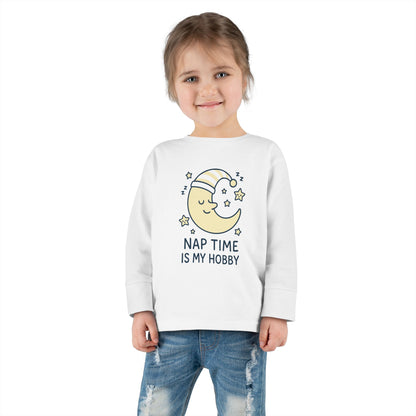 Toddler Long Sleeve Tee with 'Nap Time Is My Hobby' Design - Cute Kids Apparel, Fun Sleepwear, Baby Gifts, Seasonal Wear, Toddler Fashion
