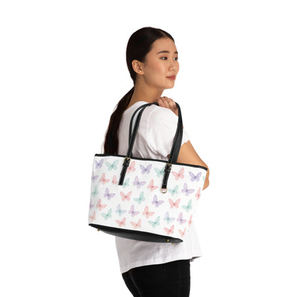Butterfly Print PU Leather Tote Bag, Stylish Handbag, Trendy Purse, Floral Shoulder Bag, Gift for Her, Summer Essentials