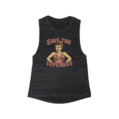 Women's Flowy Muscle Tank - Save the Cupcakes - Breast Cancer Awareness