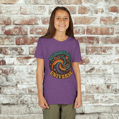 Neurodiverse Universe Youth Tee, Cool Children's T-Shirt, Educational Apparel, Gift for Kids, Space-themed Youth Shirt