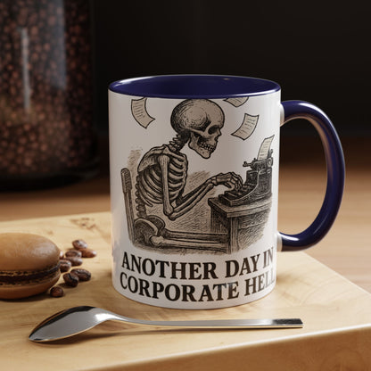 Corporate Humor Coffee Mug, Funny Office Gift, Skeleton Mug, Halloween Decor, Work From Home Coffee Cup, sarcastic office mug