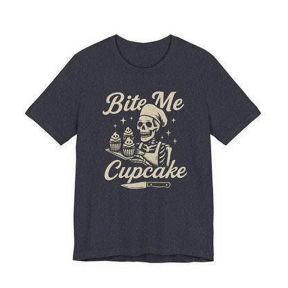 Skeletal Cupcake Tee, Funny Halloween Shirt, Unisex Graphic T-Shirt, Sweet Tooth Gift, Spooky Baking Apparel