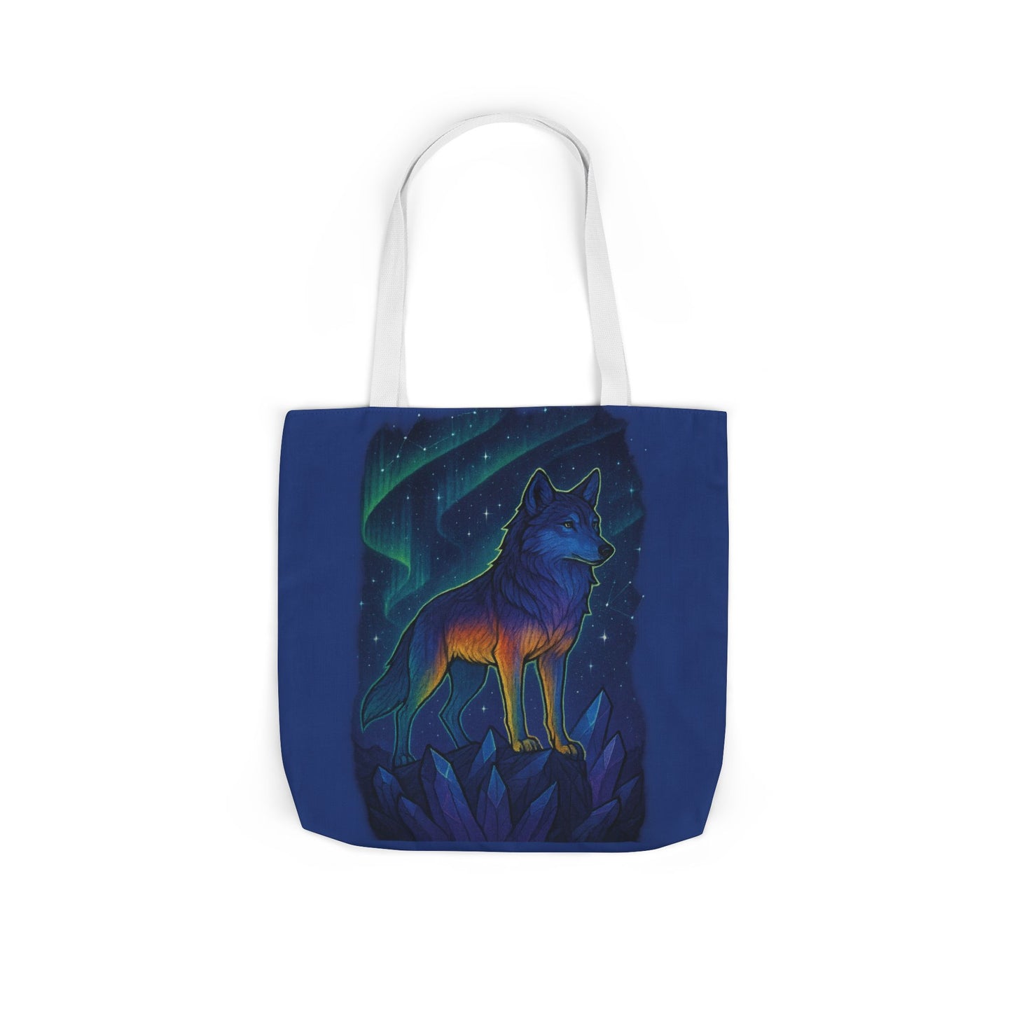 Wolf Art Canvas Tote Bag, Eco-Friendly Shopping Bag, Nature Lover's Gift, Reusable Tote, Wild Wolf Design, Colorful Straps