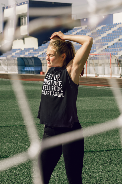 Motivational Unisex Muscle Tank - Get Up, Dust Off, Yell & Start Again | Fitness, Gym, Workout, Casual Wear, Gift