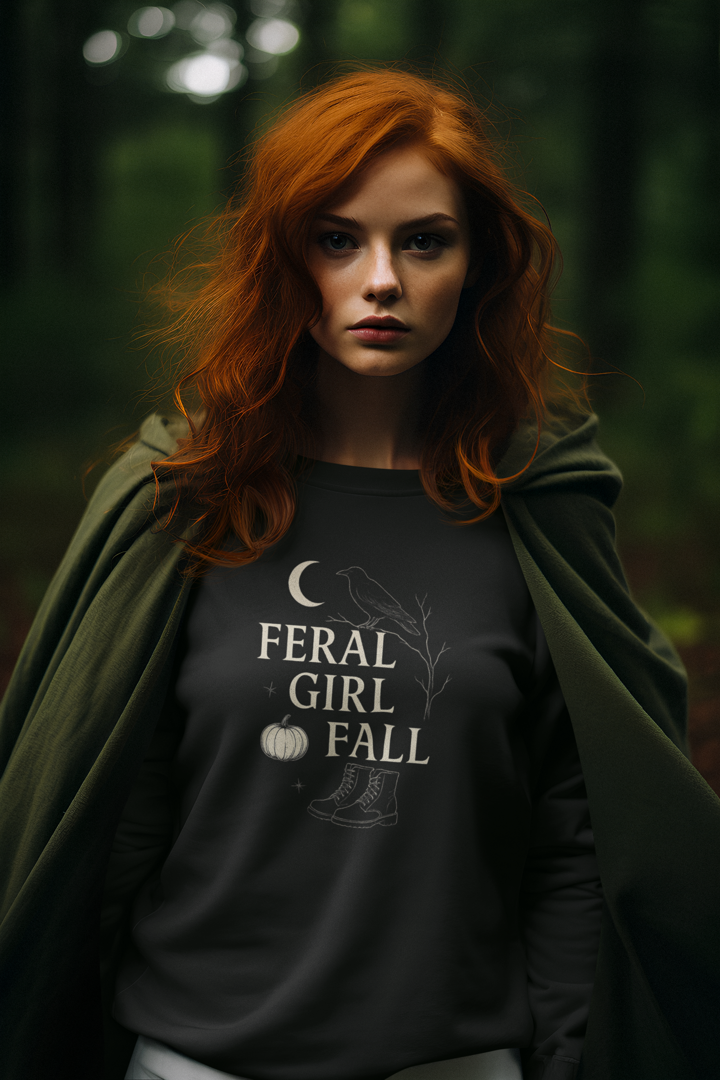Feral Girl Fall Sweatshirt | Cozy Autumn Crewneck | Perfect for Halloween, Harvest Celebrations, Gift for Nature Lovers, Unisex Style