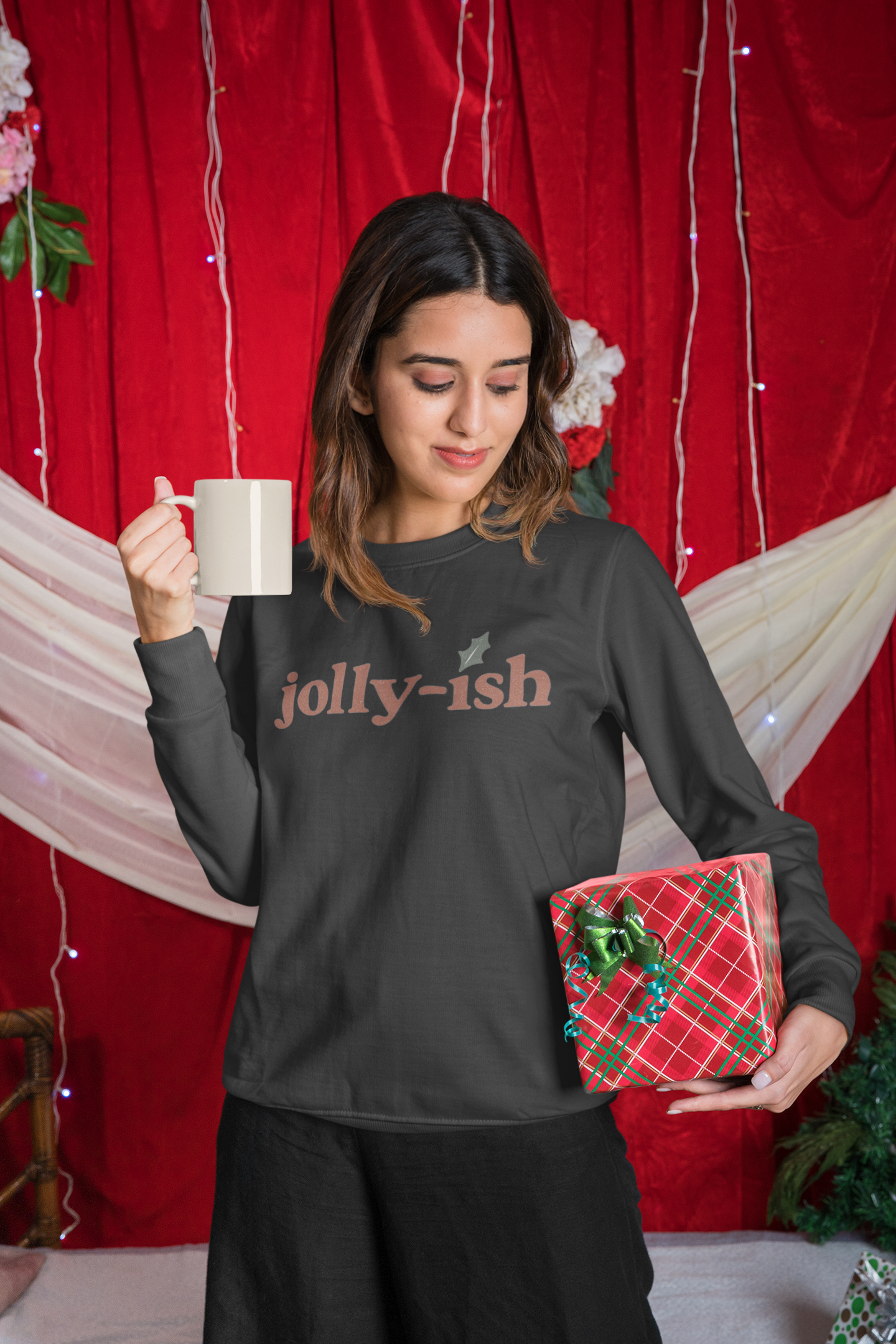 Jolly-ish Crewneck Sweatshirt - Cozy Unisex Apparel for Holiday Spirit, Casual Wear, Gift for Friends, Christmas Sweater, Everyday Comfort