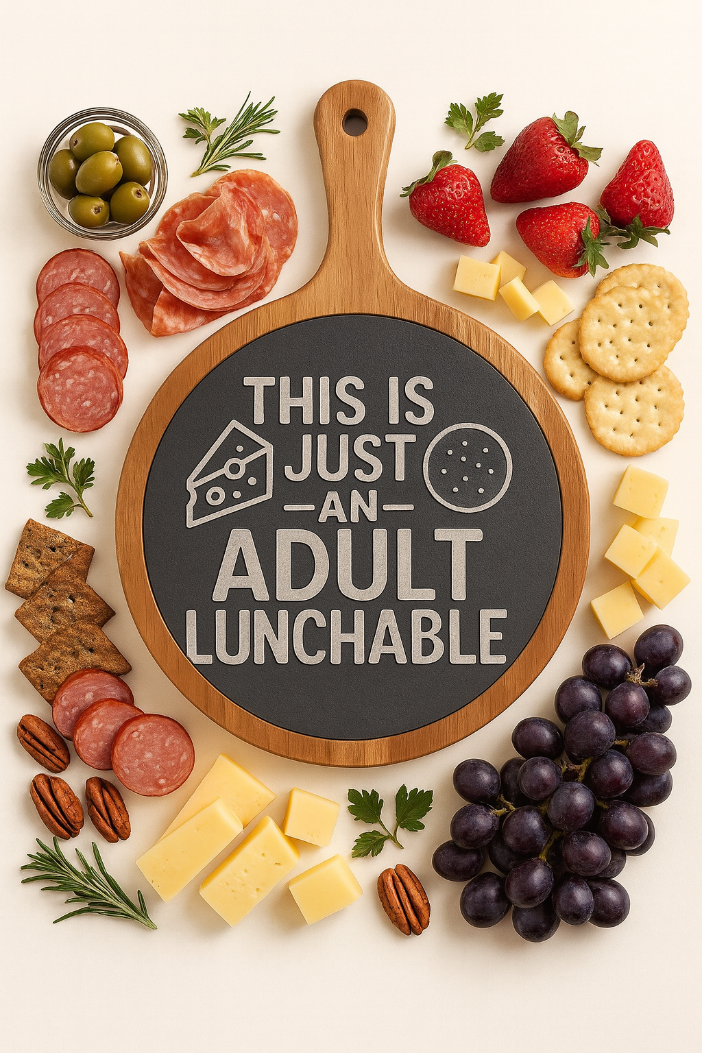 Engraved Charcuterie Board - Perfect for Entertaining, Unique Gift for Adults, Cheesy Birthday Party, Kitchen Decor