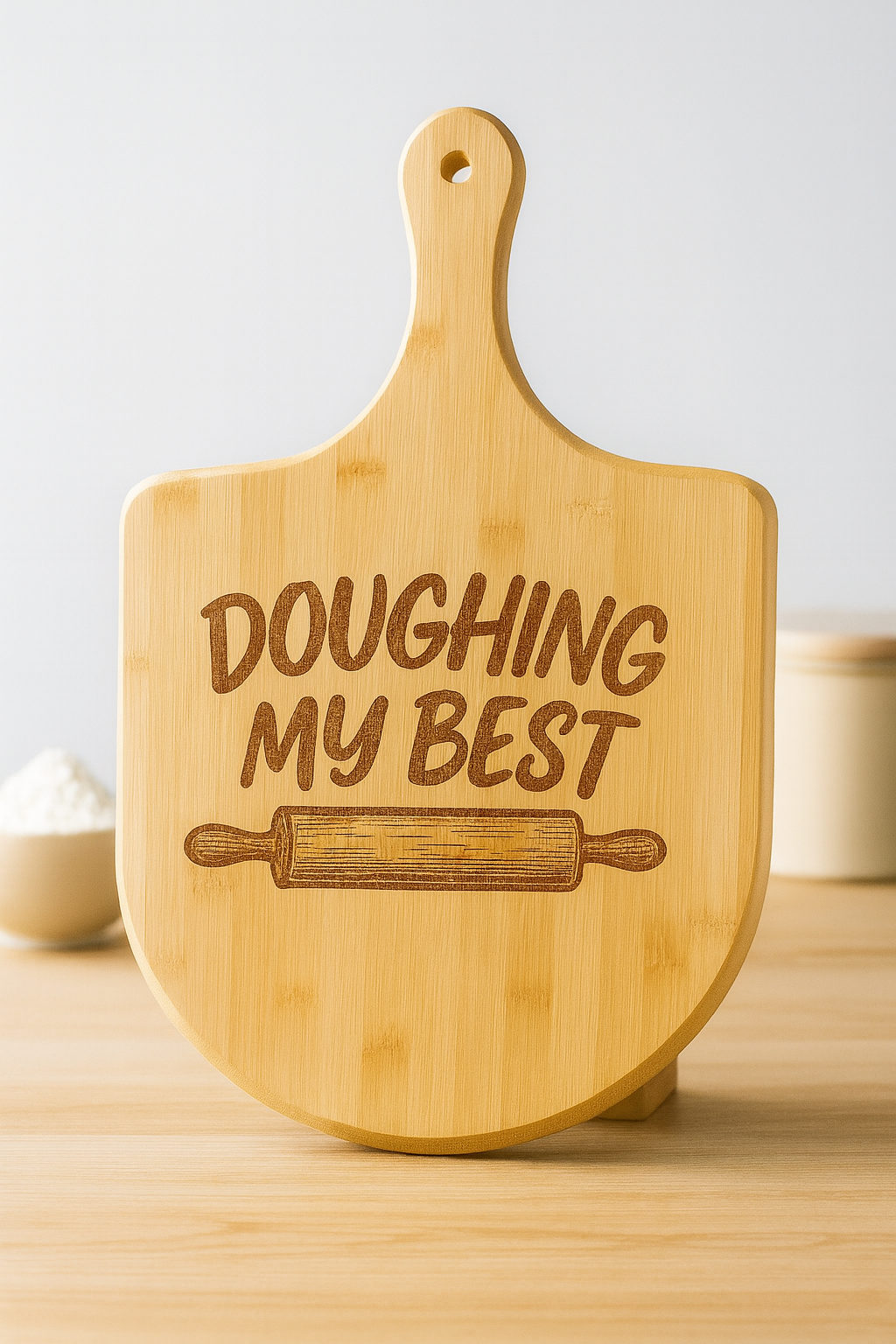 Engraved Bamboo Pizza Board, Personalized Pizza Cutting Board, Custom Kitchen Gift, Doughing My Best, Home Chef Gift