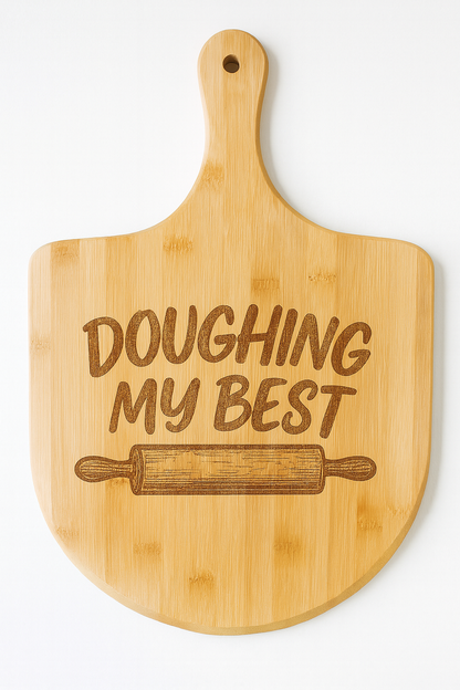 Engraved Bamboo Pizza Board, Personalized Pizza Cutting Board, Custom Kitchen Gift, Doughing My Best, Home Chef Gift