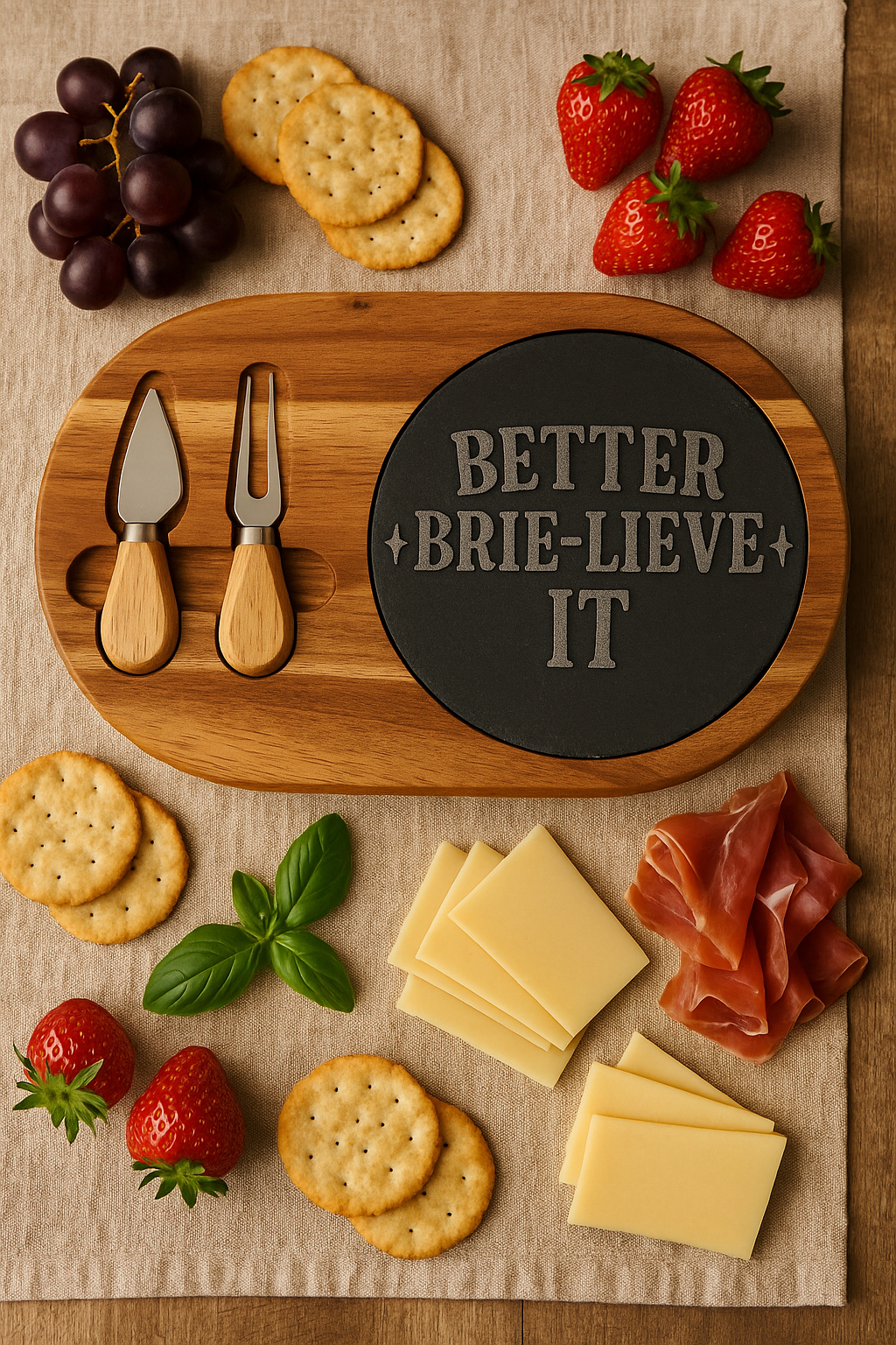 Engraved Charcuterie Board, an Engraved Cheese Platter, Better Brie-Lieve It, Perfect Gift for Foodies, Unique Home Decor, Wedding Favor