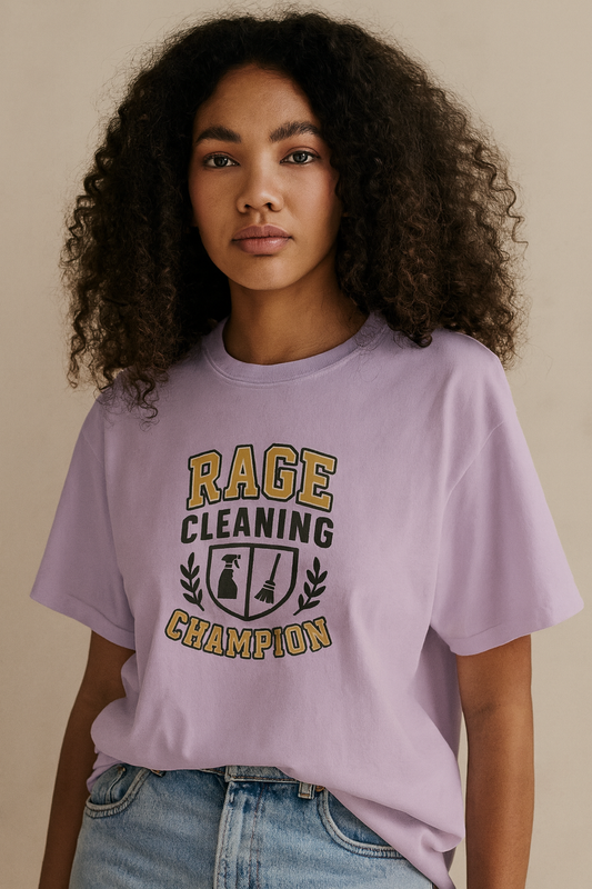Rage Cleaning Champion Women's Boxy Tee, Fun T-Shirt Gift, Cleaning Motivation Top, Casual Wear, Relaxed Fit Tee