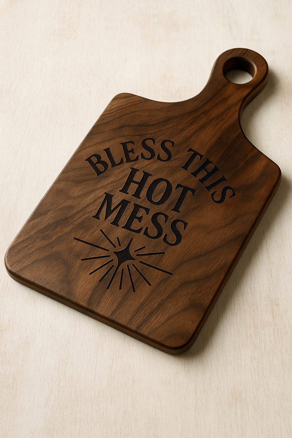Wooden Cutting Board with Engraving, Bless This Hot Mess Kitchen Decor, Unique Gift for Chefs, Newlyweds, Housewarming, [...]