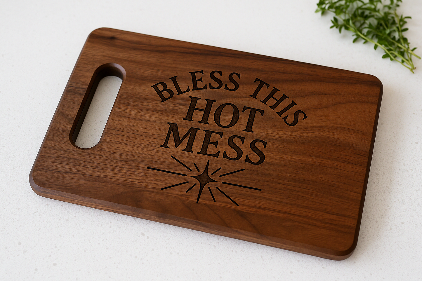 Wooden Cutting Board with Engraving, Bless This Hot Mess Kitchen Decor, Unique Gift for Chefs, Newlyweds, Housewarming, [...]