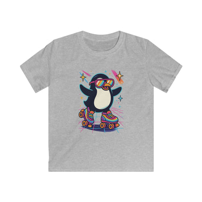 Roller Skating Penguin Kids Tee, Fun Summer Shirt, Birthday Gift, Playful Graphic, Cute Kids Apparel