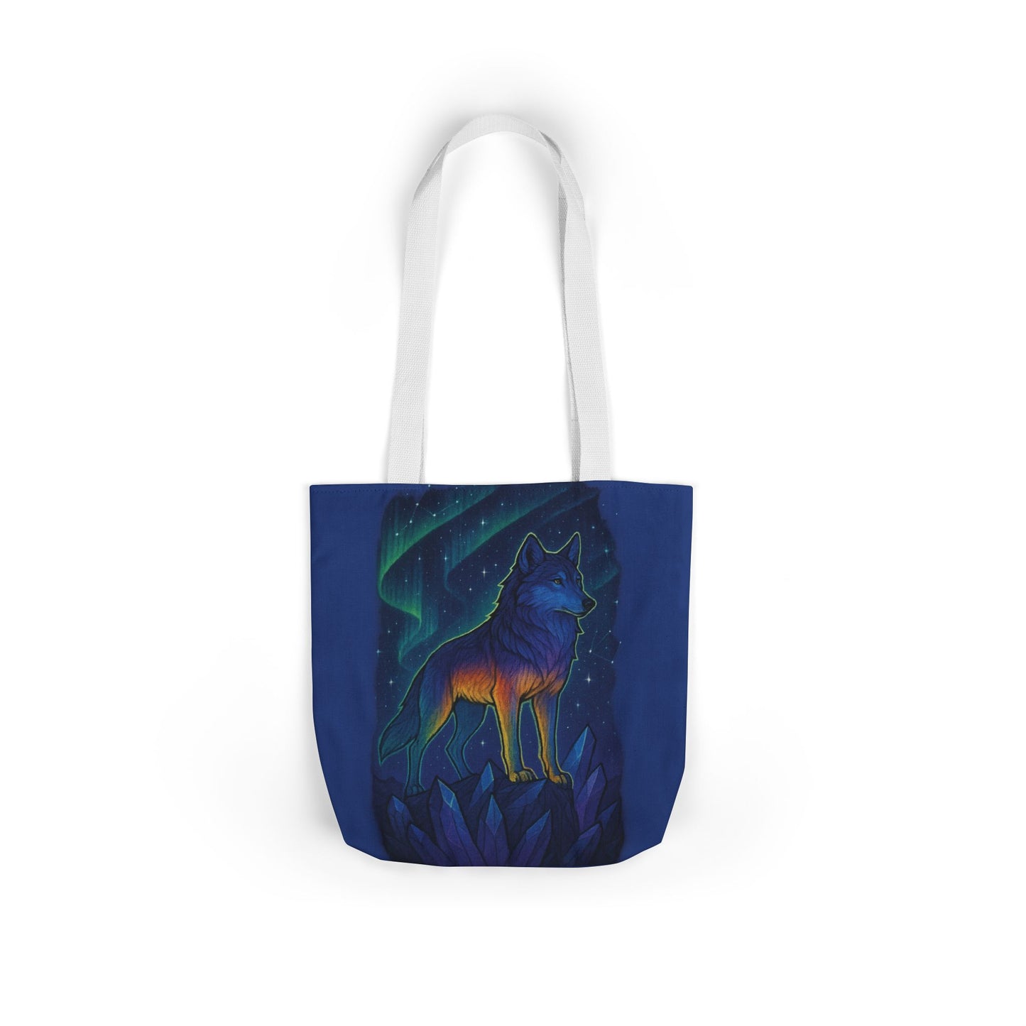 Wolf Art Canvas Tote Bag, Eco-Friendly Shopping Bag, Nature Lover's Gift, Reusable Tote, Wild Wolf Design, Colorful Straps