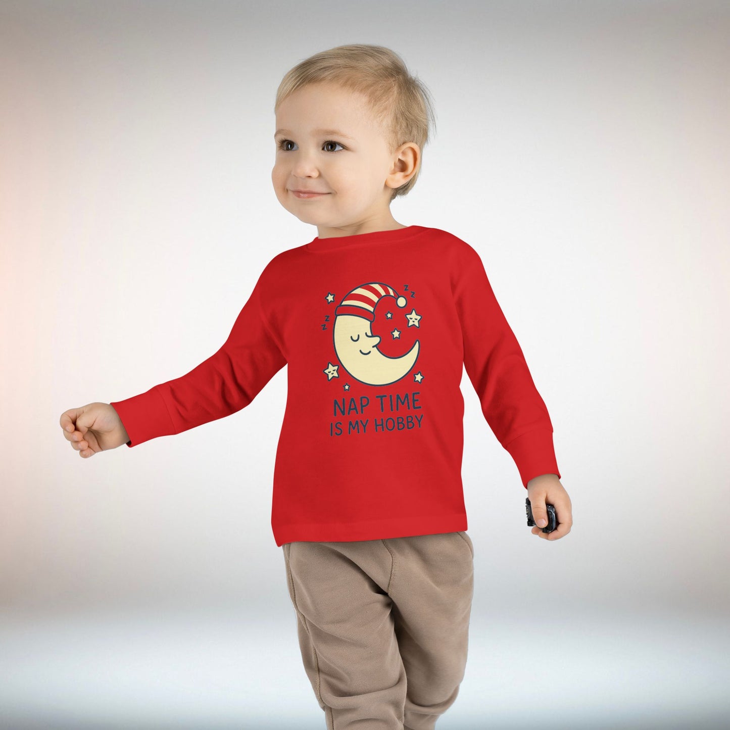 Toddler Long Sleeve Tee with 'Nap Time Is My Hobby' Design - Cute Kids Apparel, Fun Sleepwear, Baby Gifts, Seasonal Wear, Toddler Fashion