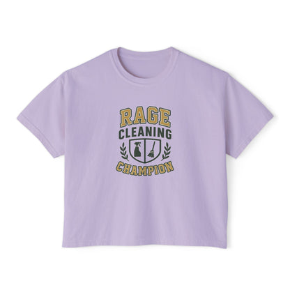Rage Cleaning Champion Women's Boxy Tee, Fun T-Shirt Gift, Cleaning Motivation Top, Casual Wear, Relaxed Fit Tee