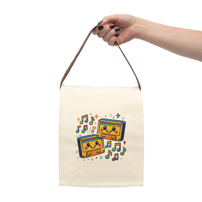 Cute Retro Music Lunch Bag, Canvas Tote for Kids, Picnic Bag, Back to School, Gift for Music Lovers