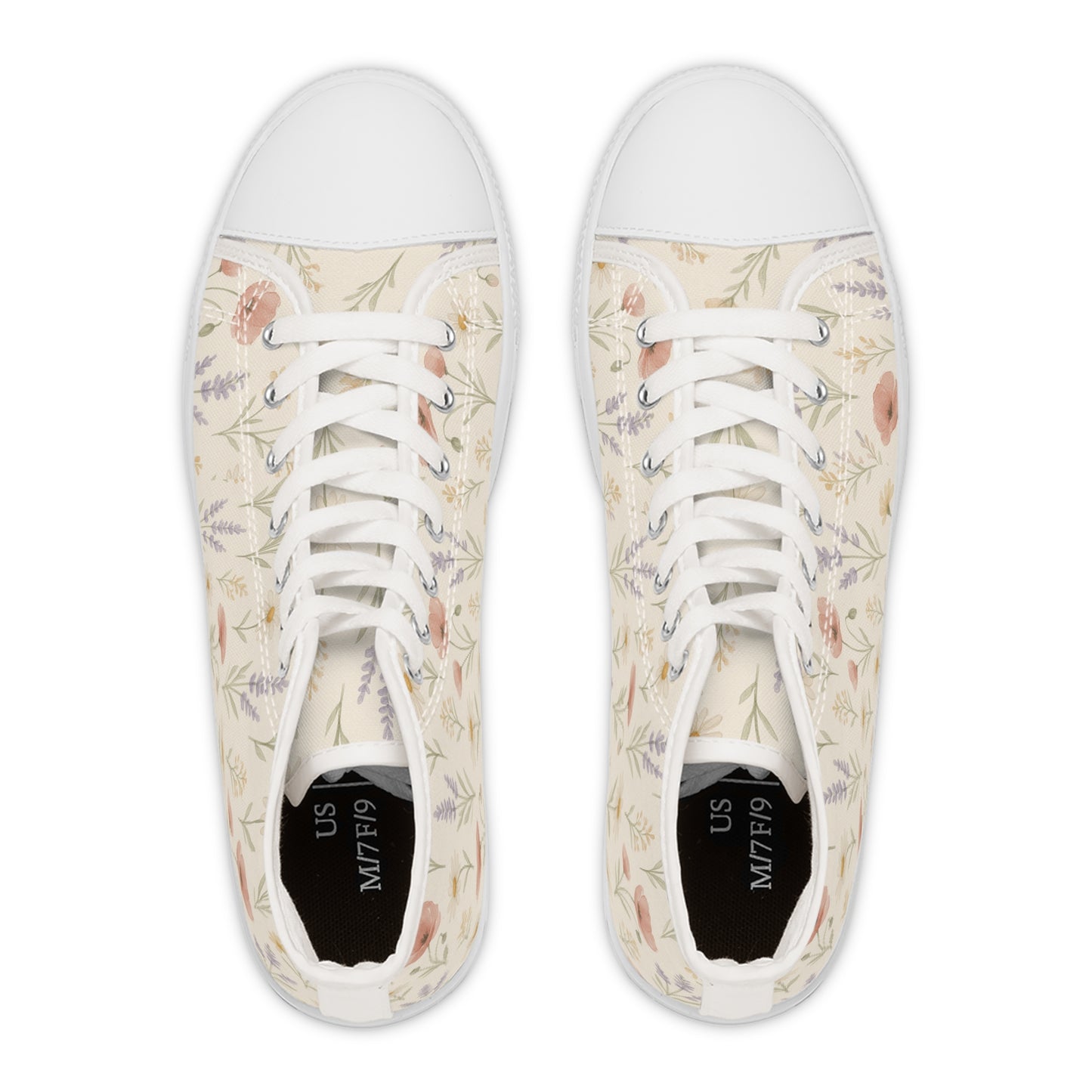 Floral Women's High Top Sneakers, Trendy Floral Sneakers, Stylish High Tops, Casual Footwear, Unique Gift for Her