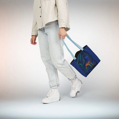 Wolf Art Canvas Tote Bag, Eco-Friendly Shopping Bag, Nature Lover's Gift, Reusable Tote, Wild Wolf Design, Colorful Straps