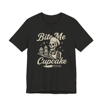 Skeletal Cupcake Tee, Funny Halloween Shirt, Unisex Graphic T-Shirt, Sweet Tooth Gift, Spooky Baking Apparel