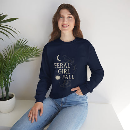 Feral Girl Fall Sweatshirt | Cozy Autumn Crewneck | Perfect for Halloween, Harvest Celebrations, Gift for Nature Lovers, Unisex Style