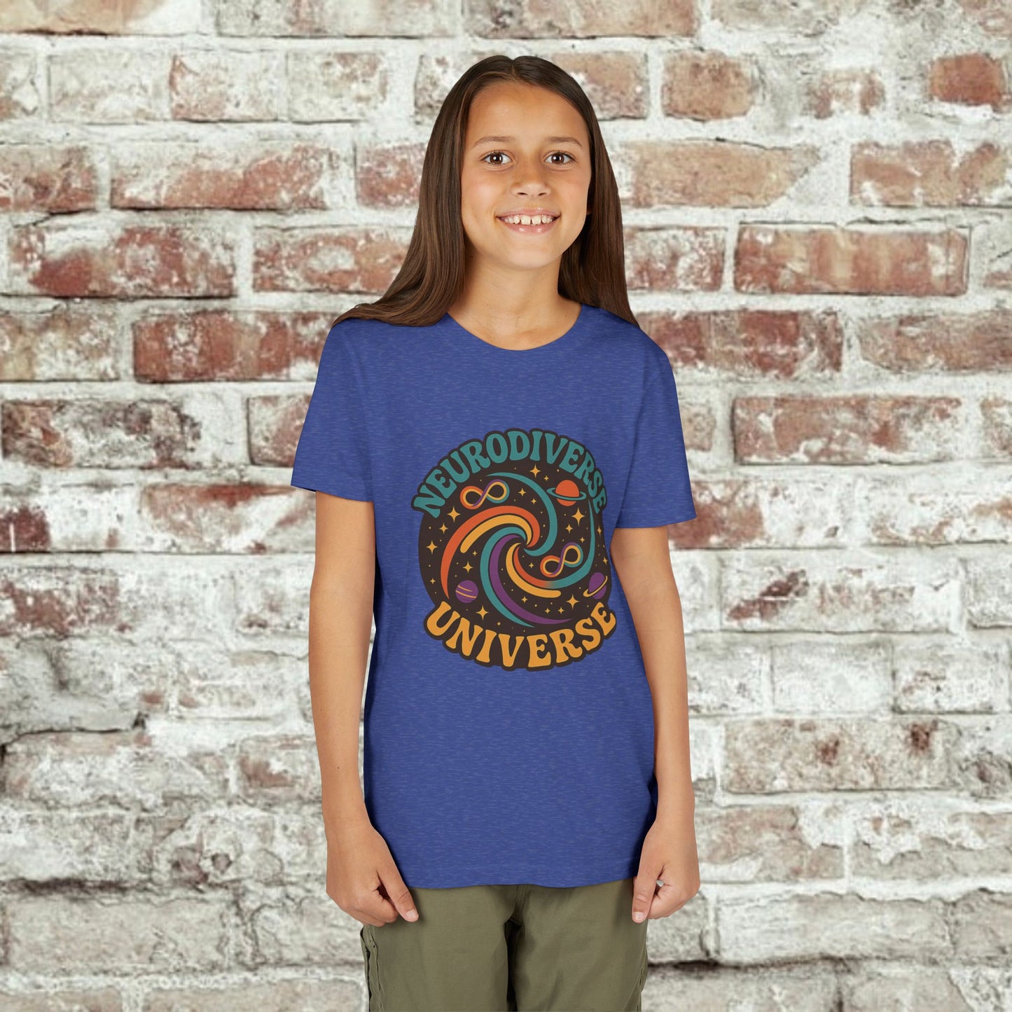 Neurodiverse Universe Youth Tee, Cool Children's T-Shirt, Educational Apparel, Gift for Kids, Space-themed Youth Shirt