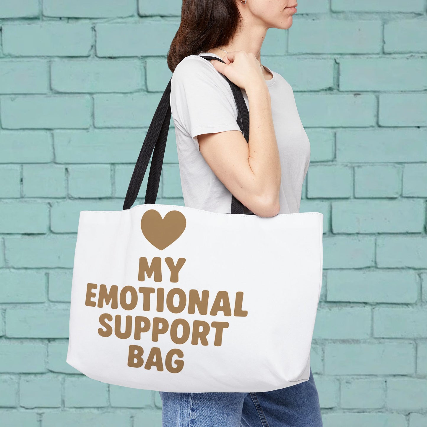 Emotional Support Weekender Tote Bag, Travel Tote, Beach Bag, Gift for Friends, Weekend Getaway Bag, Self-Care Essential