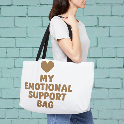 Emotional Support Weekender Tote Bag, Travel Tote, Beach Bag, Gift for Friends, Weekend Getaway Bag, Self-Care Essential