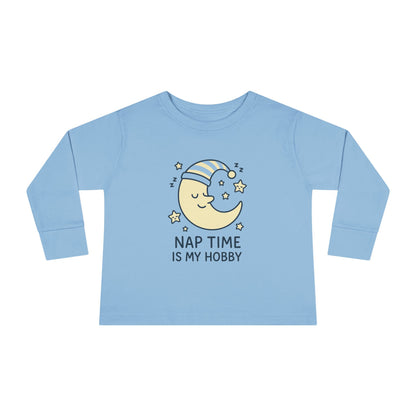 Toddler Long Sleeve Tee with 'Nap Time Is My Hobby' Design - Cute Kids Apparel, Fun Sleepwear, Baby Gifts, Seasonal Wear, Toddler Fashion