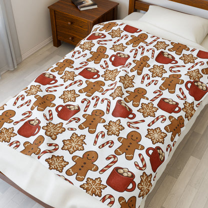 Gingerbread Hot Cocoa Velveteen Plush Blanket, Cozy Christmas Throw for the Holidays, Winter Decor, Gift for Moms and Kids, Festive [...]