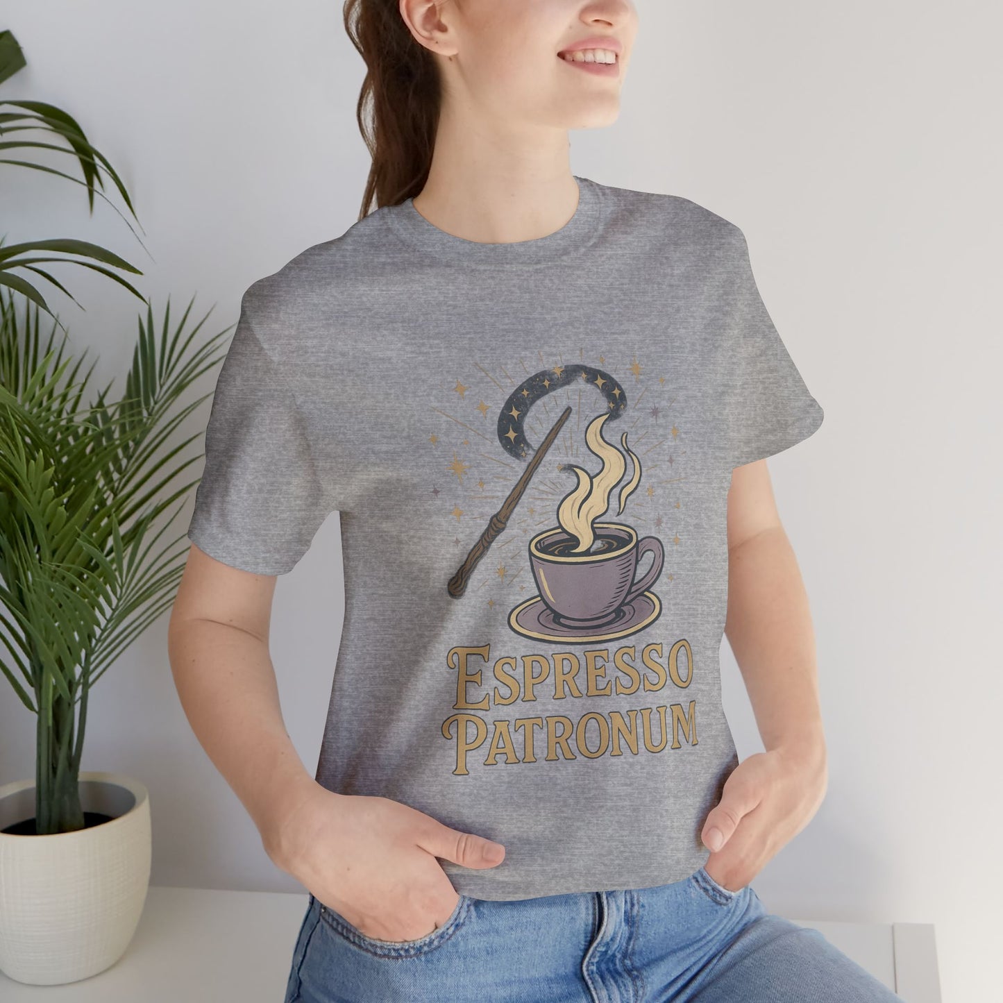 Espresso Patronum T-Shirt - Magical Coffee Tee, Gift for Coffee Lovers, Unisex Wizarding Apparel, Perfect for Casual Wear and Events