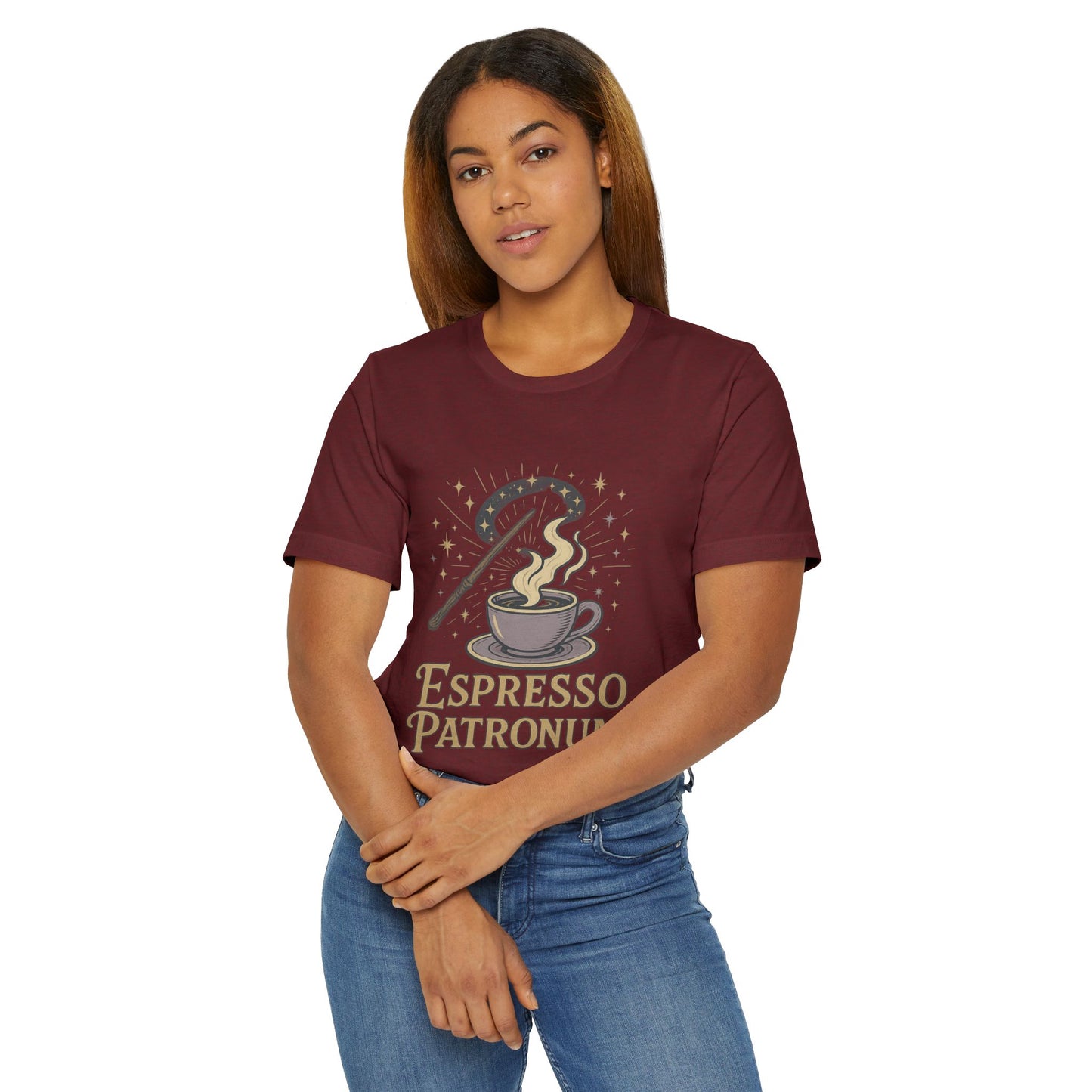 Espresso Patronum T-Shirt - Magical Coffee Tee, Gift for Coffee Lovers, Unisex Wizarding Apparel, Perfect for Casual Wear and Events