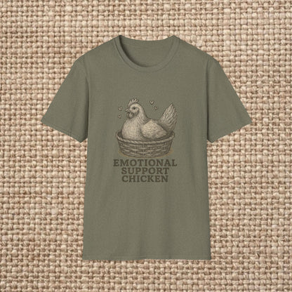 Emotional Support Chicken T-Shirt, Funny Chicken Tee, Farm Animal Gift, Quirky Humor Shirt, Cute Casual Wear, Unisex Apparel