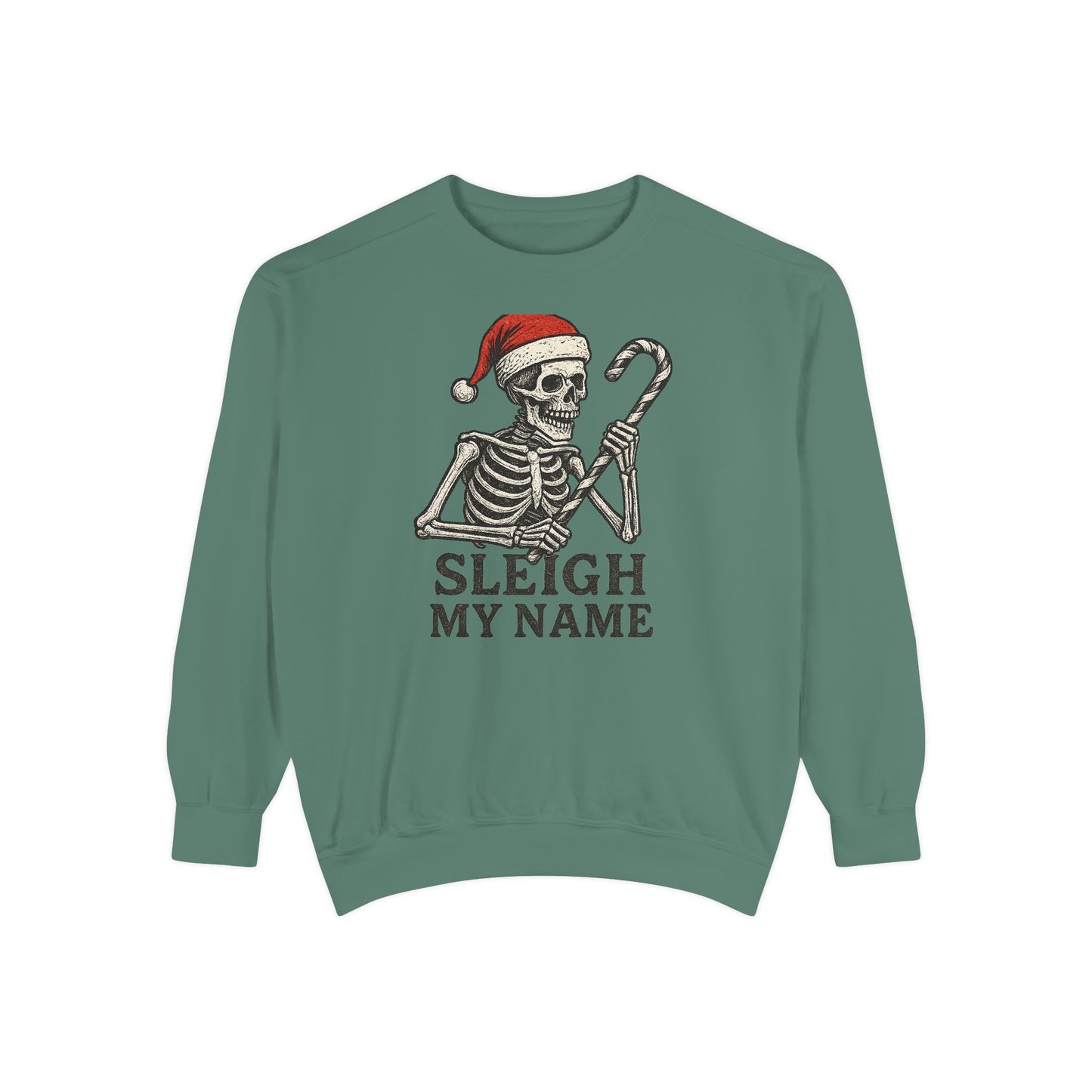 Skeleton Christmas Sweatshirt, Holiday Gift, Unisex Hoodie, Funny Xmas Apparel, Cozy Winter Wear, Sleigh My Name Design