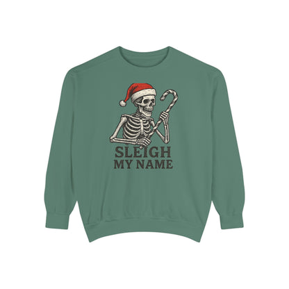 Skeleton Christmas Sweatshirt, Holiday Gift, Unisex Hoodie, Funny Xmas Apparel, Cozy Winter Wear, Sleigh My Name Design