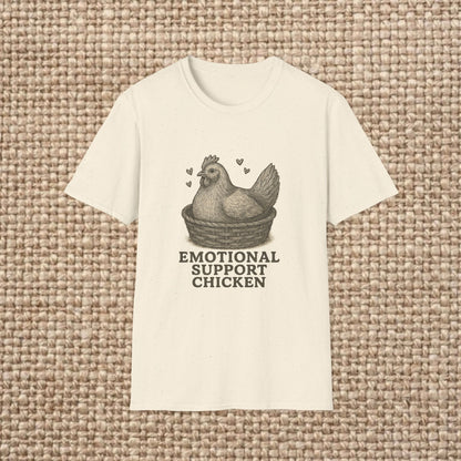 Emotional Support Chicken T-Shirt, Funny Chicken Tee, Farm Animal Gift, Quirky Humor Shirt, Cute Casual Wear, Unisex Apparel