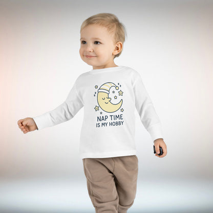 Toddler Long Sleeve Tee with 'Nap Time Is My Hobby' Design - Cute Kids Apparel, Fun Sleepwear, Baby Gifts, Seasonal Wear, Toddler Fashion