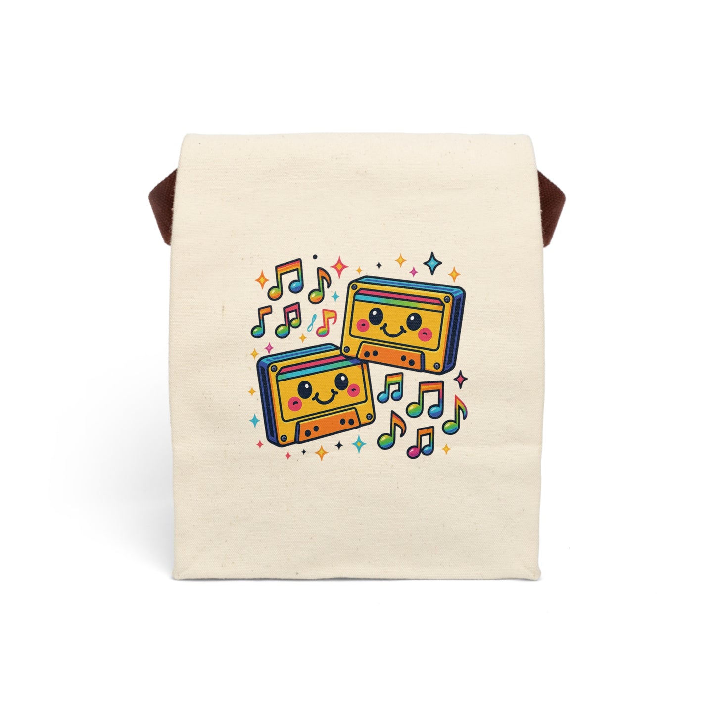 Cute Retro Music Lunch Bag, Canvas Tote for Kids, Picnic Bag, Back to School, Gift for Music Lovers