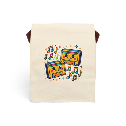 Cute Retro Music Lunch Bag, Canvas Tote for Kids, Picnic Bag, Back to School, Gift for Music Lovers
