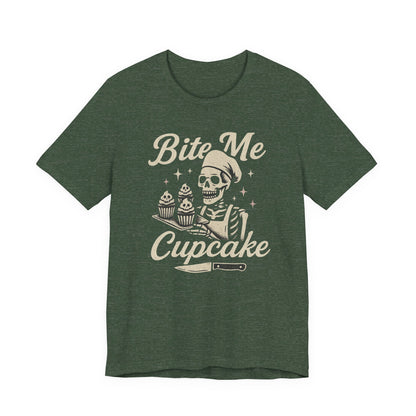 Skeletal Cupcake Tee, Funny Halloween Shirt, Unisex Graphic T-Shirt, Sweet Tooth Gift, Spooky Baking Apparel