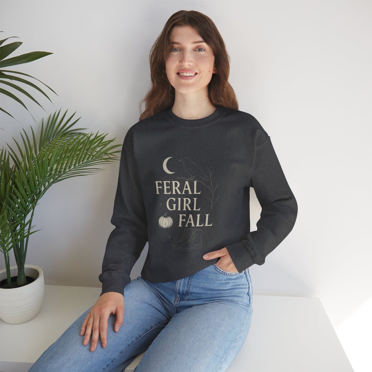Feral Girl Fall Sweatshirt | Cozy Autumn Crewneck | Perfect for Halloween, Harvest Celebrations, Gift for Nature Lovers, Unisex Style