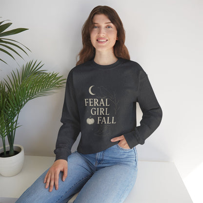Feral Girl Fall Sweatshirt | Cozy Autumn Crewneck | Perfect for Halloween, Harvest Celebrations, Gift for Nature Lovers, Unisex Style