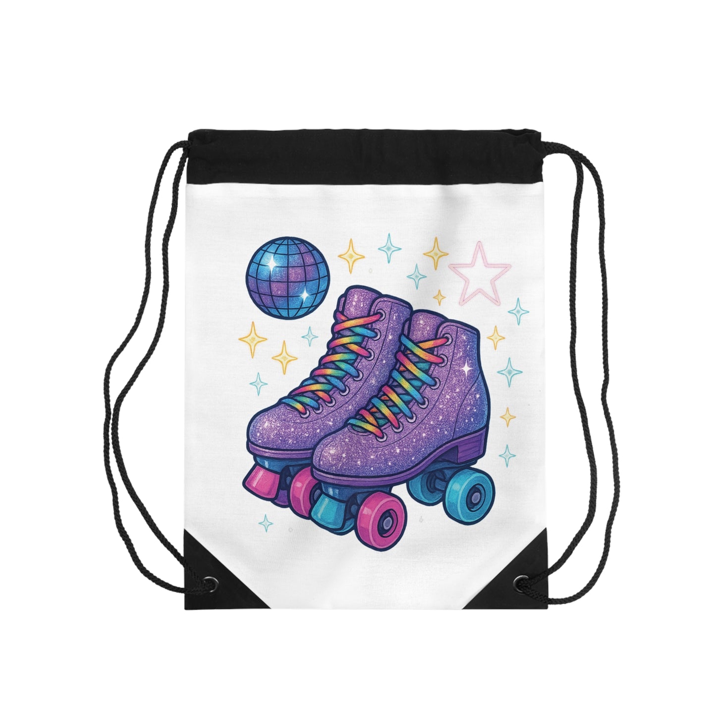 Retro Roller Skates Drawstring Bag - Fun Gym Tote, Sports Bag, Dance Class Essentials, Festival Gear, Unique Gift Idea