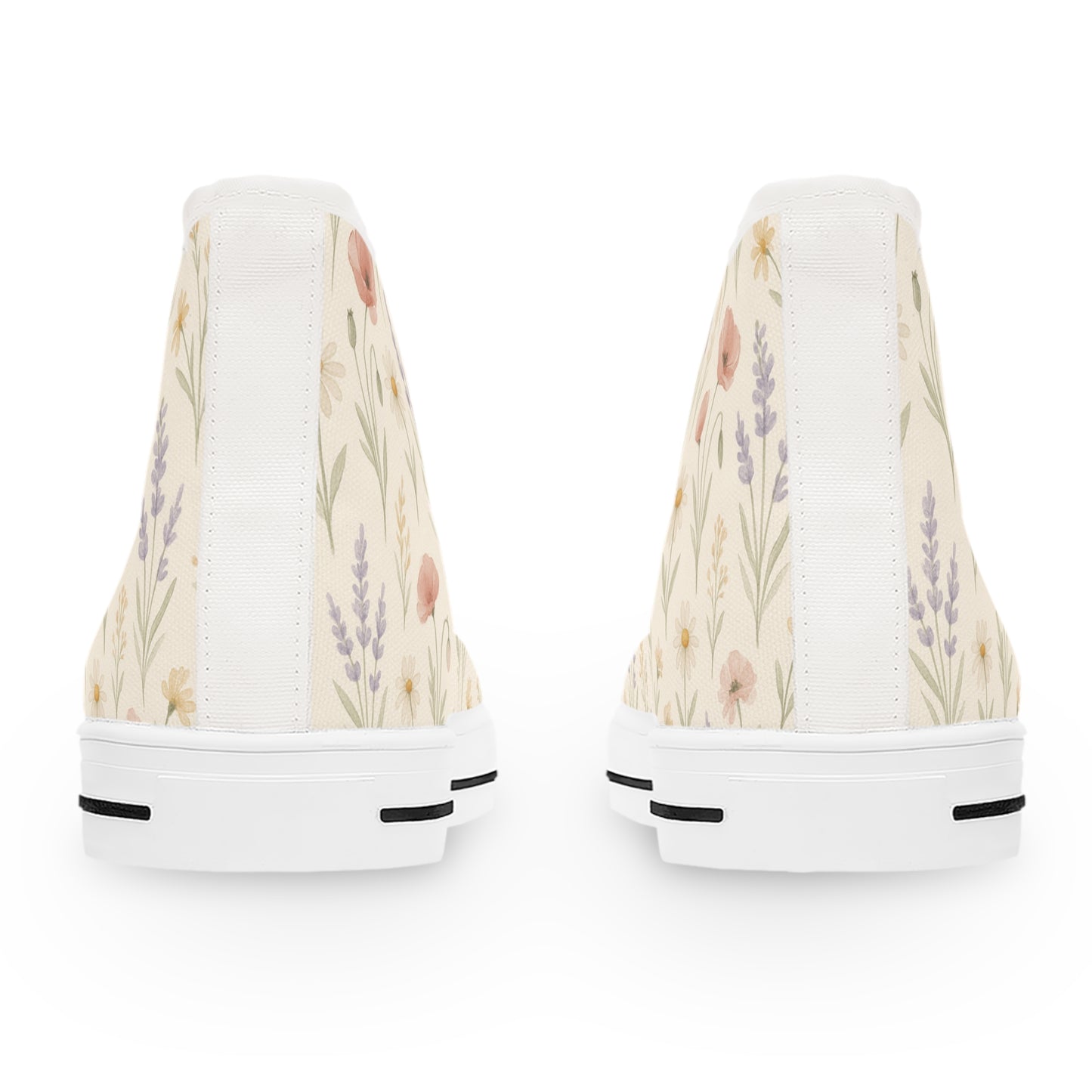 Floral Women's High Top Sneakers, Trendy Floral Sneakers, Stylish High Tops, Casual Footwear, Unique Gift for Her