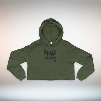 Delulu Is The Solulu Cropped Hoodie, Trendy Lounge Sweatshirt, Gift for Her, Casual Wear, Cozy Fashion, Perfect for Celebrations, [...]