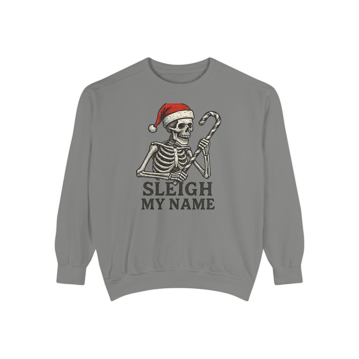 Skeleton Christmas Sweatshirt, Holiday Gift, Unisex Hoodie, Funny Xmas Apparel, Cozy Winter Wear, Sleigh My Name Design